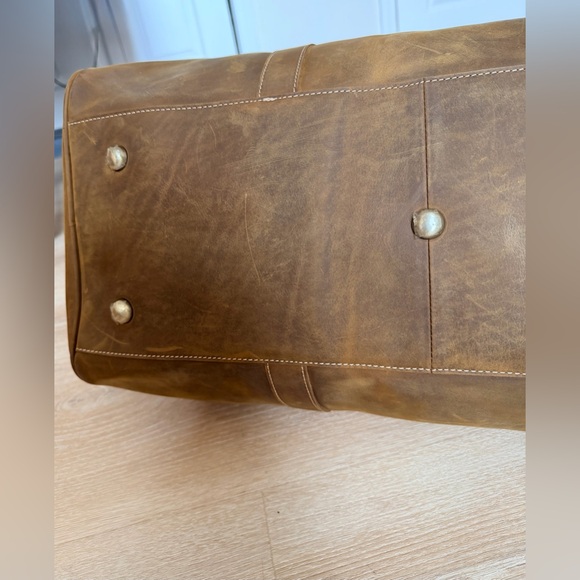 NWOT NEW 21” Full Grain Leather Duffel Bag Travel Weekend Gym Overnight Carry-On - Picture 7 of 11